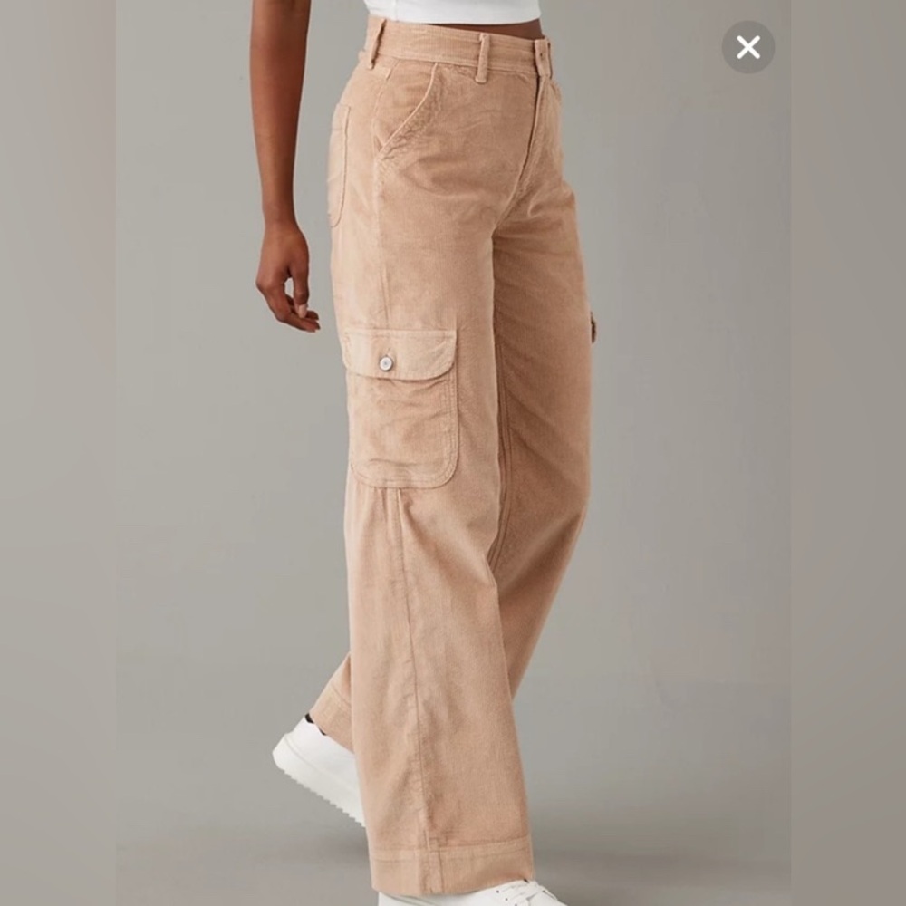 AE Dreamy Drape Stretch Corduroy Super High-Waisted Baggy Wide-Leg Pant 10 Short